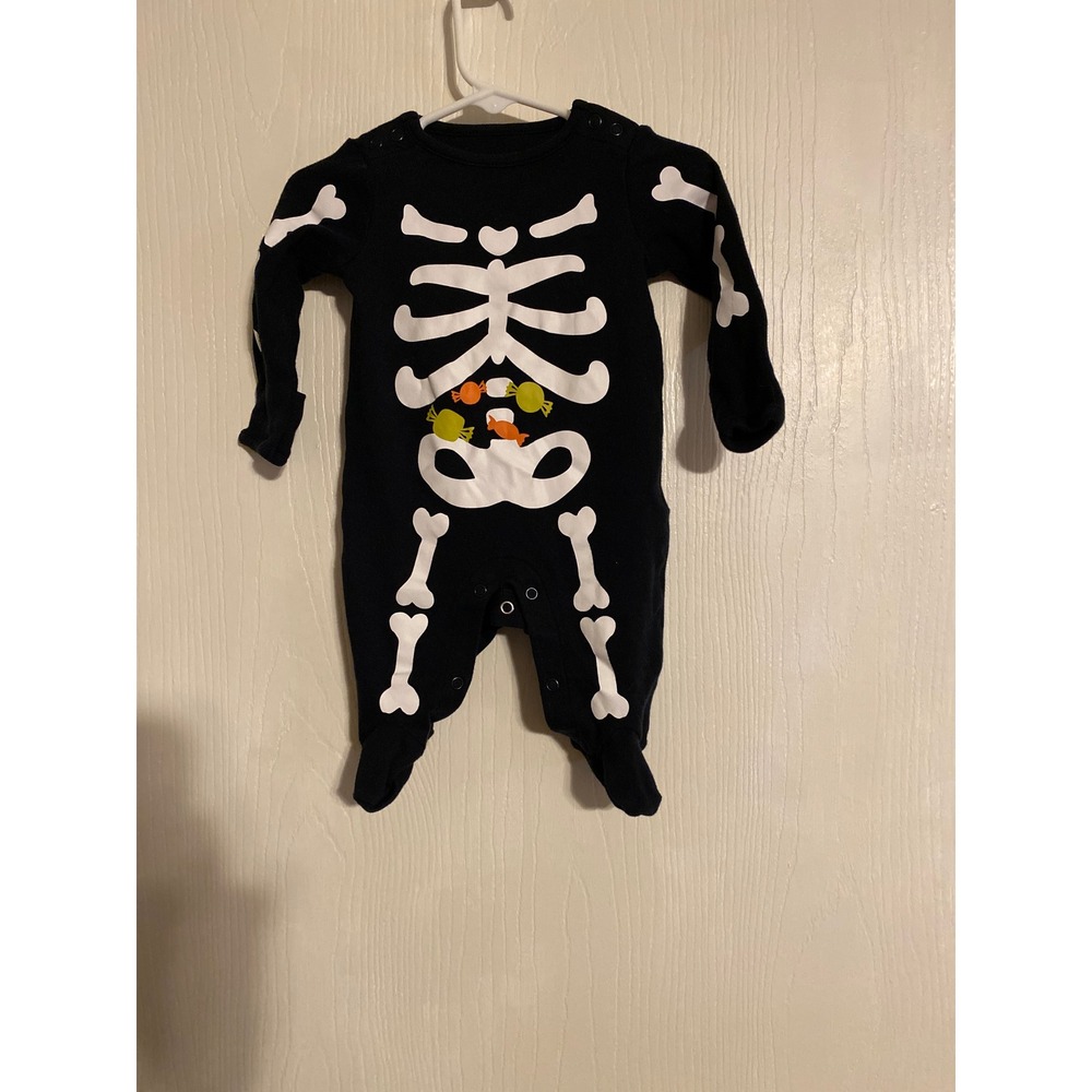 Carters Just One You Baby Skeleton Halloween Candy Footed Sleeper Black 3M 0438